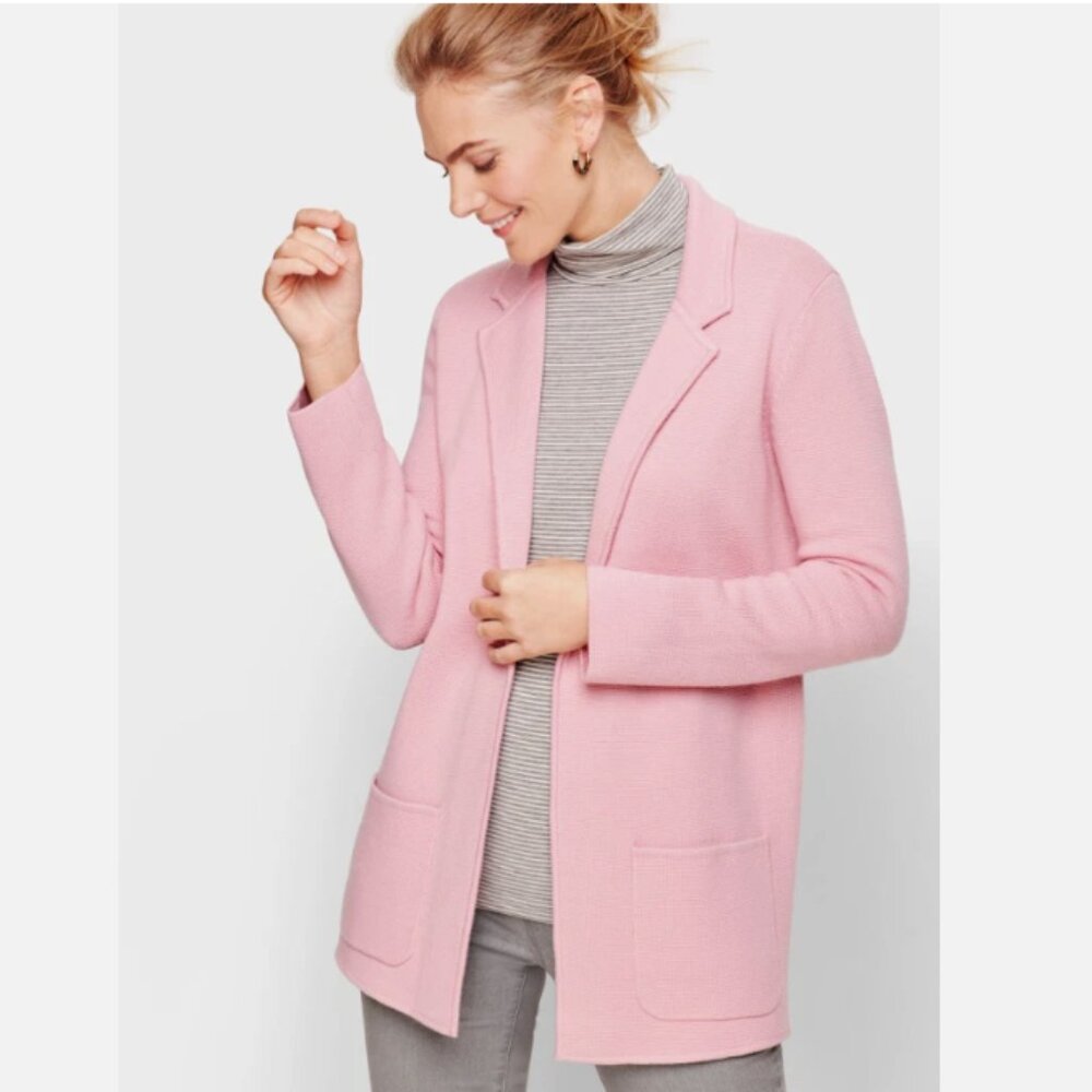 Talbots Petite Pink Open Sweater Blazer